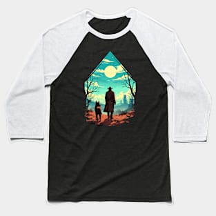 A Rugged Wanderer and his Faithful Companion - Diamond Frame - Post Apocalyptic Baseball T-Shirt